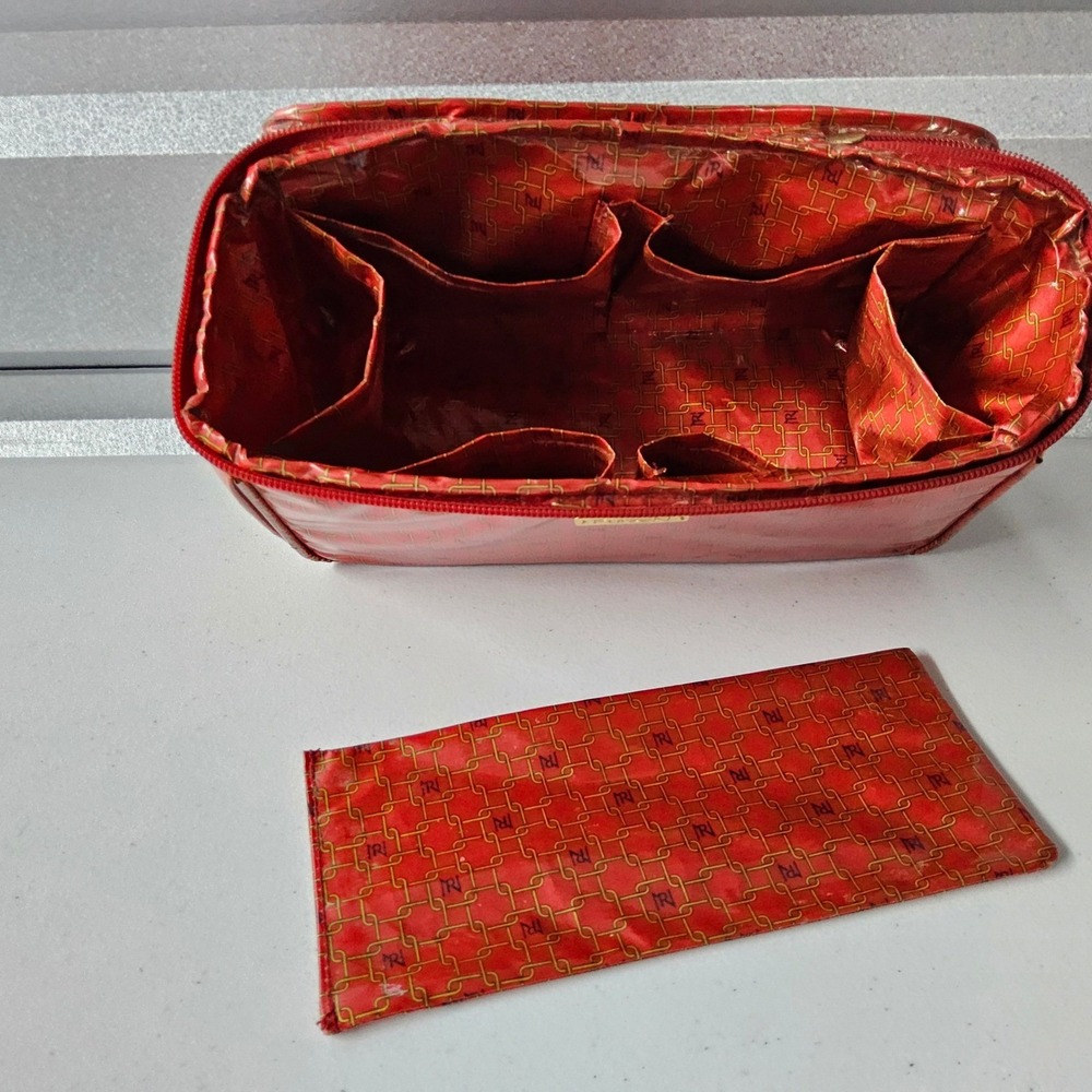 Purse N Makeup Train Case Cosmetic Organizer Travel Toiletry Bag Red - Picture 10 of 11